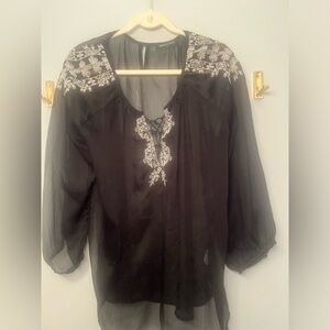 Black sheer blouse  1X